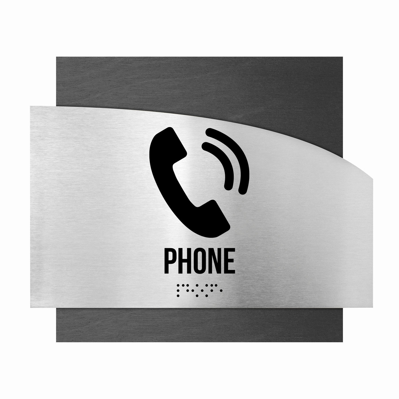 Door Signs - Phone Signs - Stainless Steel & Wood Plate - "Wave" Design