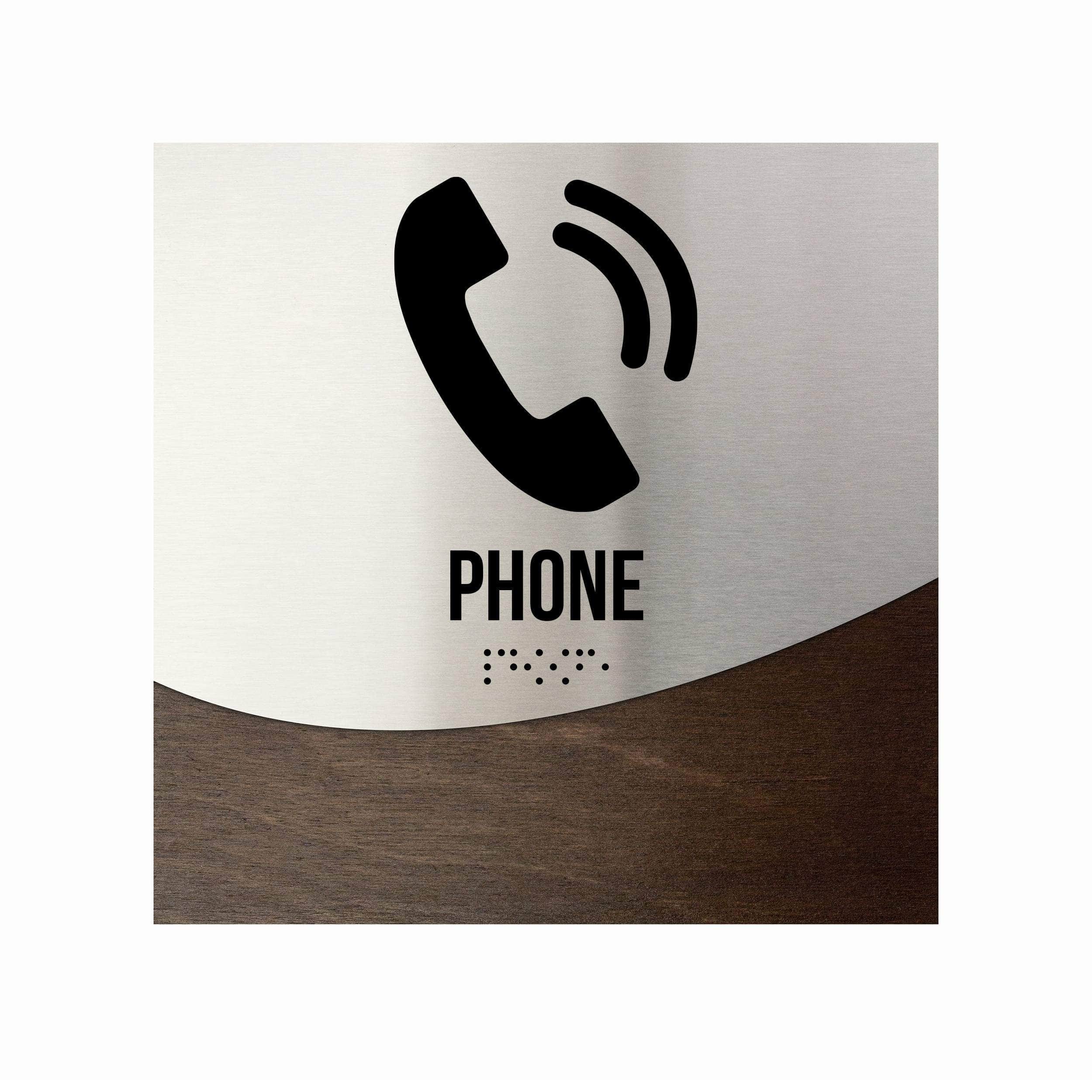 Phone Signs: Stainless Steel & Wood Door Plate — 