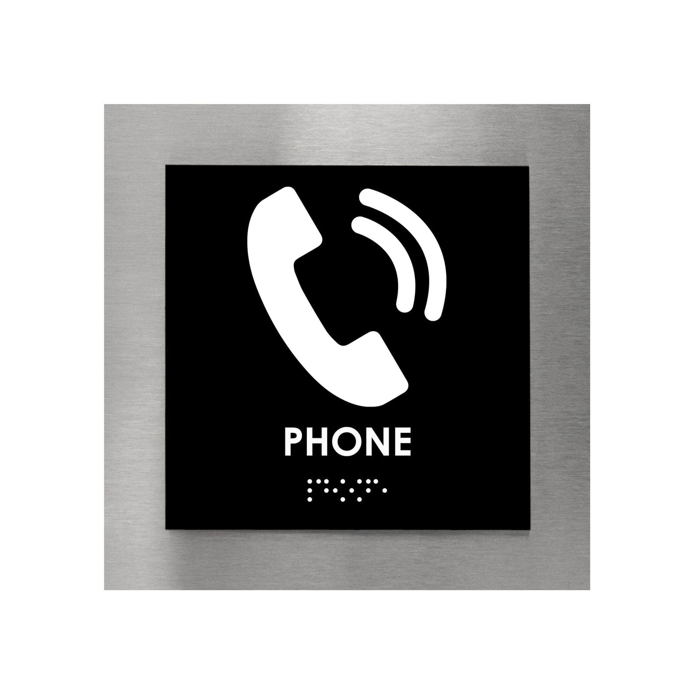 Current Telephone Sign Braille Phone Signs: Steel Sign with Inscription —