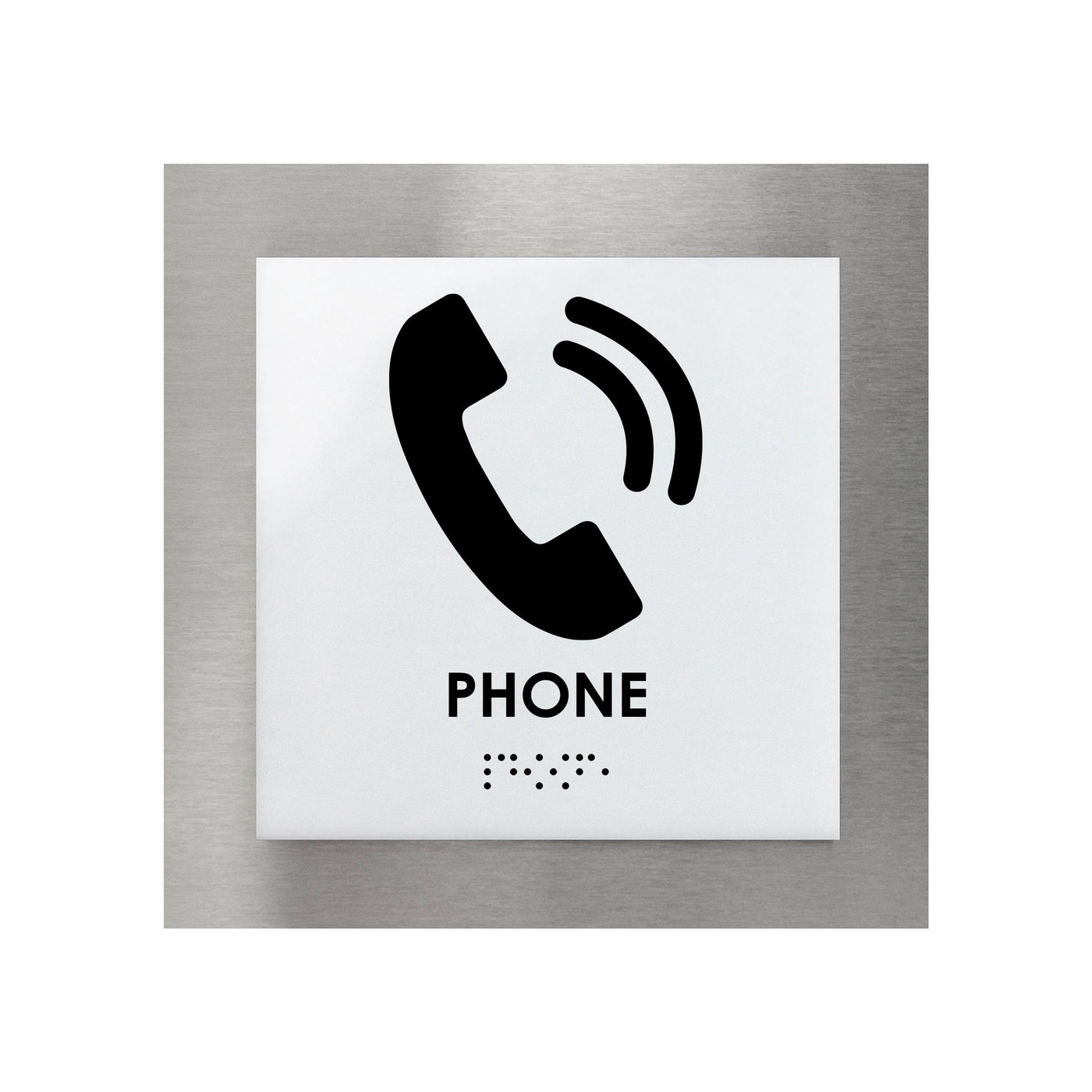 Information Signs - Steel Phone Sign With Braille "Modern" Design