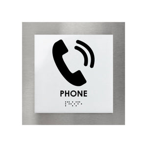 Information Signs - Steel Phone Sign With Braille "Modern" Design