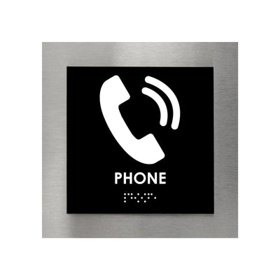 Information Signs - Steel Phone Sign With Braille "Modern" Design