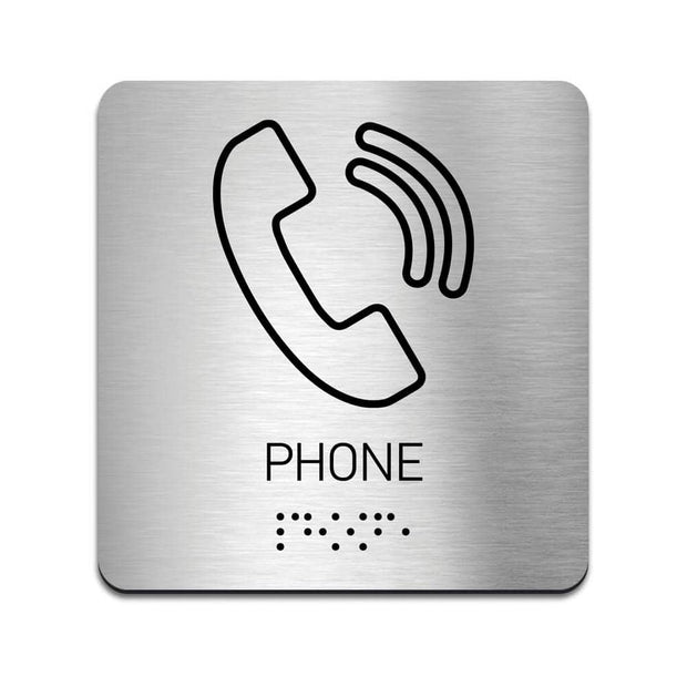 Information signs Braille Phone Signs - Stainless Steel Sign with Inscription