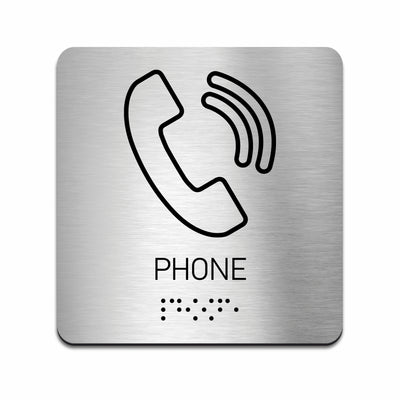 Information Signs - Stainless Steel Phone Sign With Braille