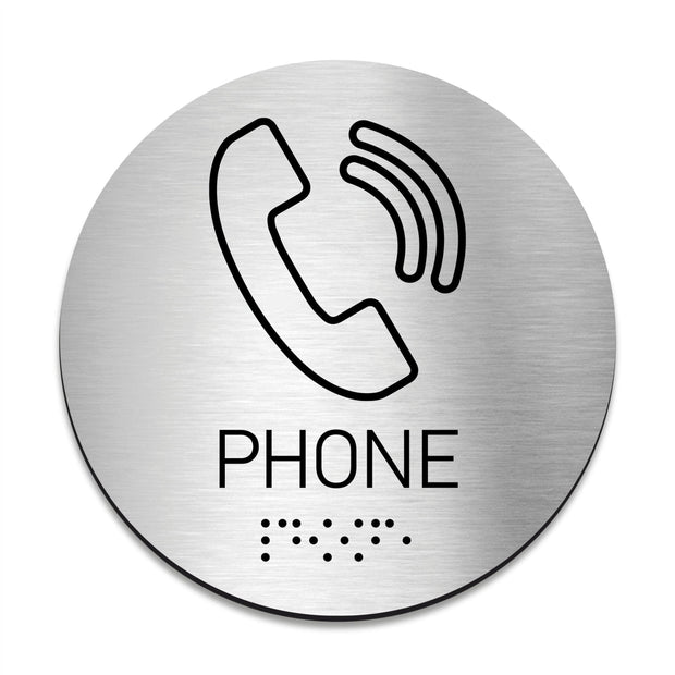 Information signs Braille Phone Signs - Stainless Steel Sign with Inscription