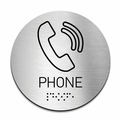 Information Signs - Stainless Steel Phone Sign With Braille
