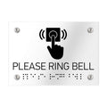 Information signs Please Ring Bell Sign Braille - Clear Acrylic - Photo #1