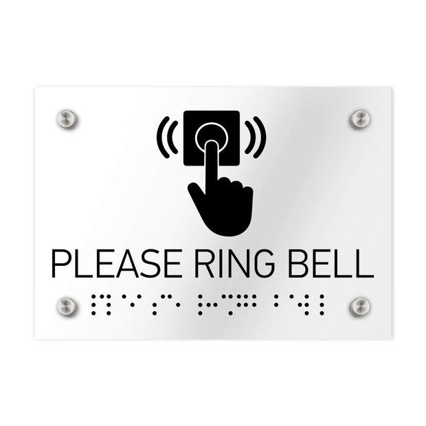 Information signs Please Ring Bell Sign Braille - Clear Acrylic