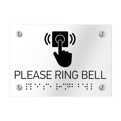 Information Signs - Please Ring Bell Sign Braille - Clear Acrylic