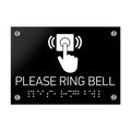 Information signs Please Ring Bell Sign Braille - Black Acrylic - Photo #1