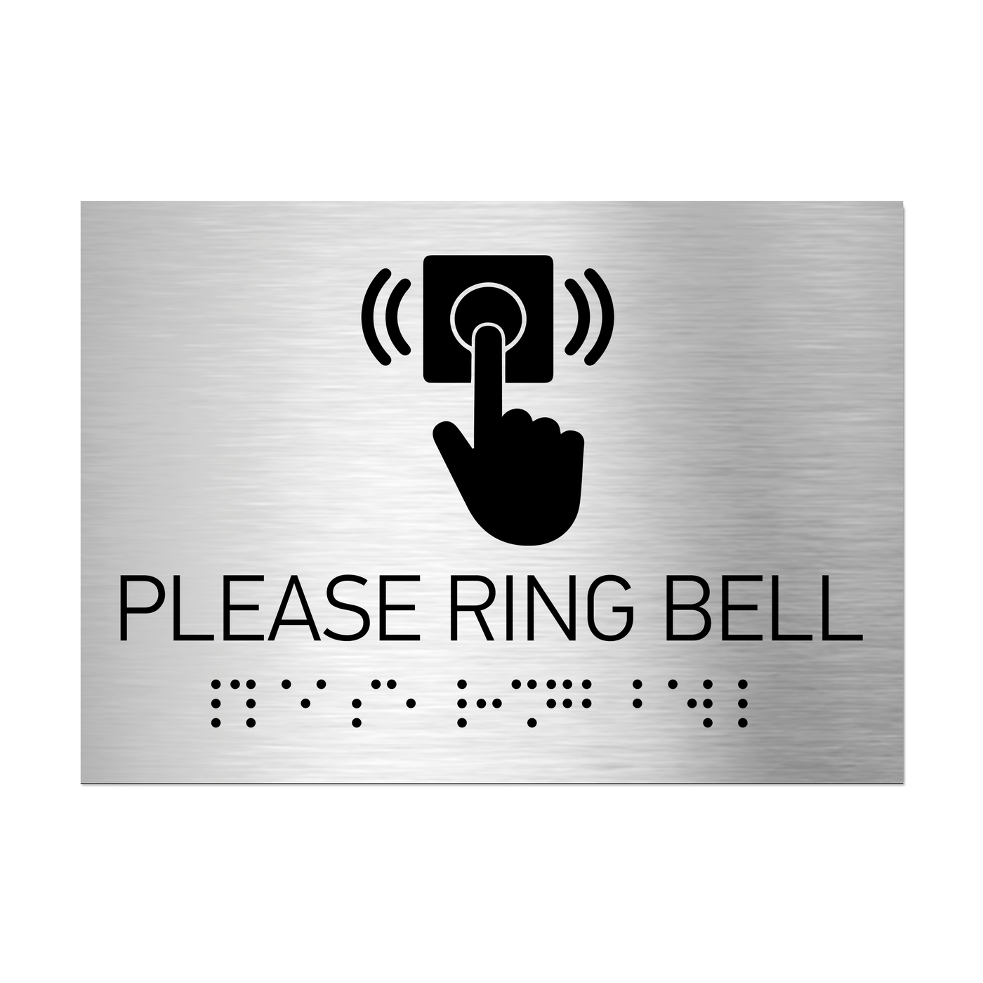 Information Signs - Please Ring Bell Sign Braille - Stainless Steel