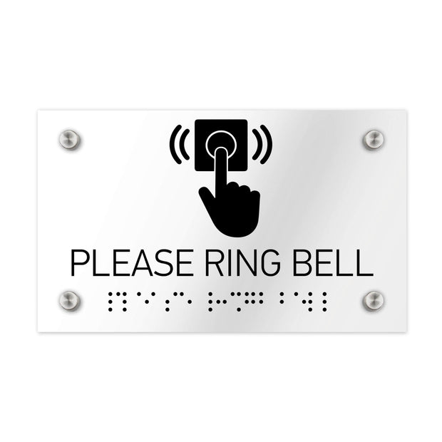 Information signs Please Ring Bell Sign Braille - Clear Acrylic