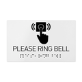 Information signs Please Ring Bell Signs - White Acrylic Sign with Braille - Photo #4