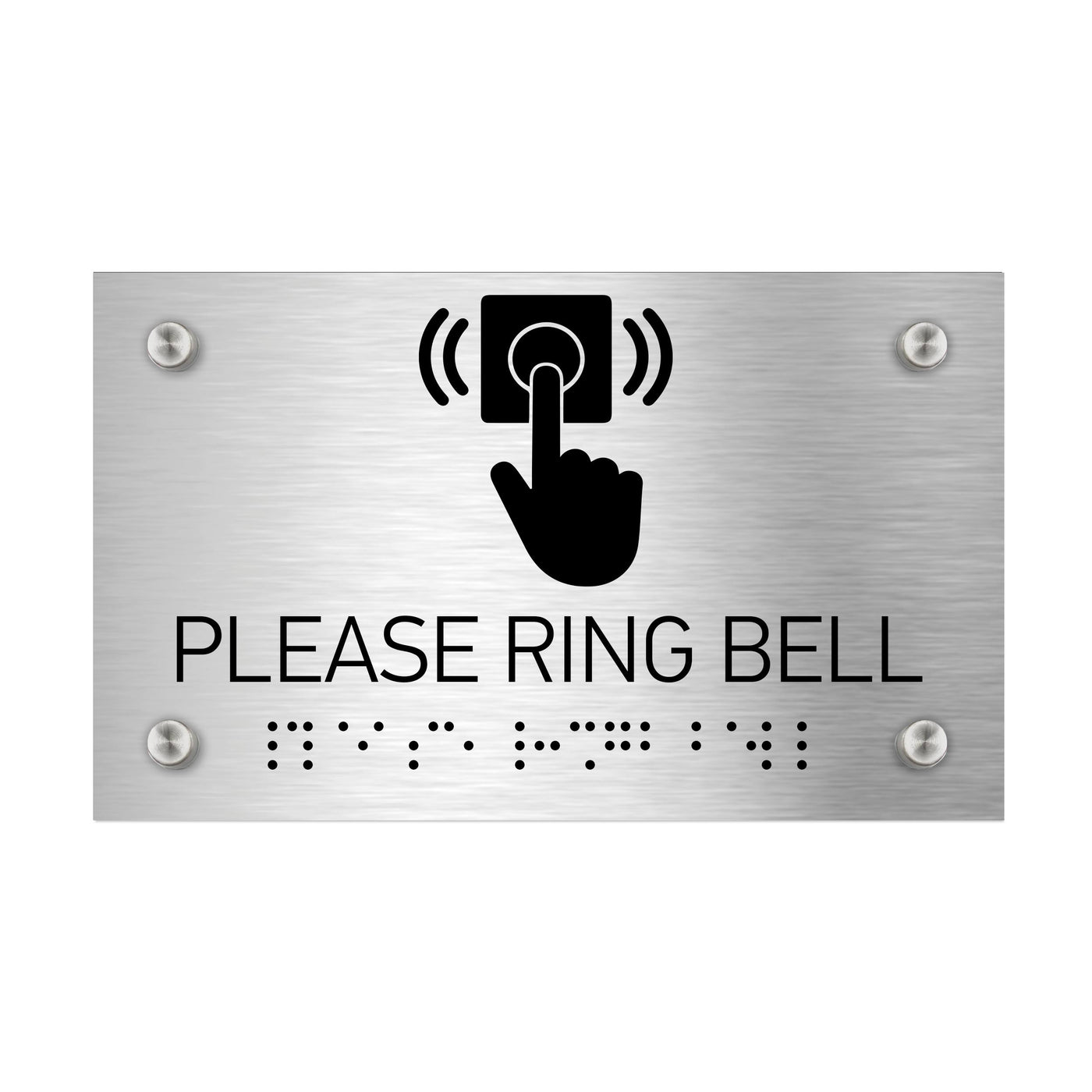Information Signs - Please Ring Bell Sign Braille - Stainless Steel