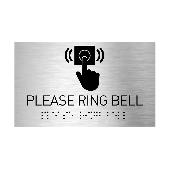 Information signs Please Ring Bell Signs - Stainless steel with Braille