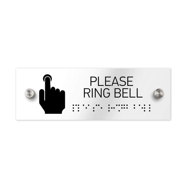 Information signs Please Ring Bell Sign with Braille: Clear Acrylic Sign
