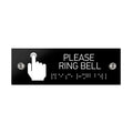 Information signs Please Ring Bell Sign with Braille: Black Acrylic Sign - Photo #1