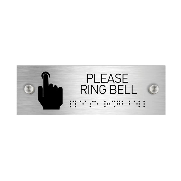 Information signs Please Ring Bell Signs - Stainless steel with Braille (11.8x3.9'' / 300x100 mm)