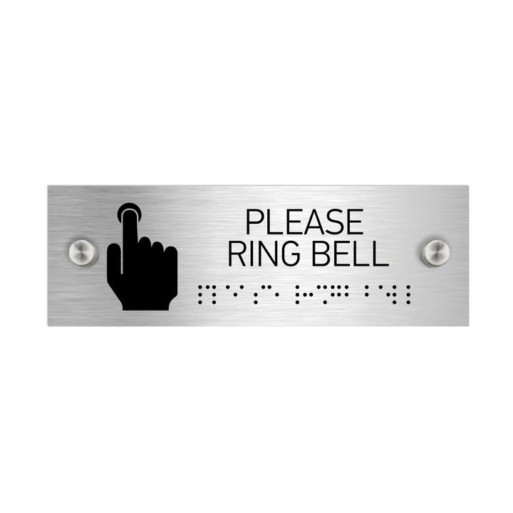 Information signs Please Ring Bell Signs - Stainless steel with Braille (11.8x3.9'' / 300x100 mm)