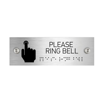 Information Signs - Please Ring Bell Sign With Braille - Stainless Steel