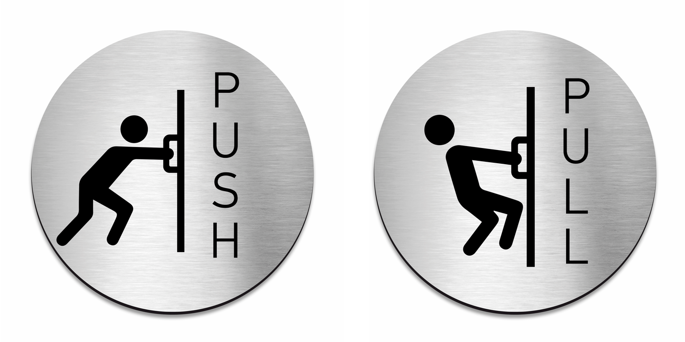 Push and Pull Sign for Door — Stainless Steel & Acrylic Plate | BSign Store