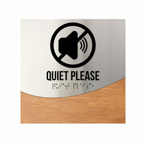 Information Signs - Quiet Please Sign Steel & Wood "Jure" Design