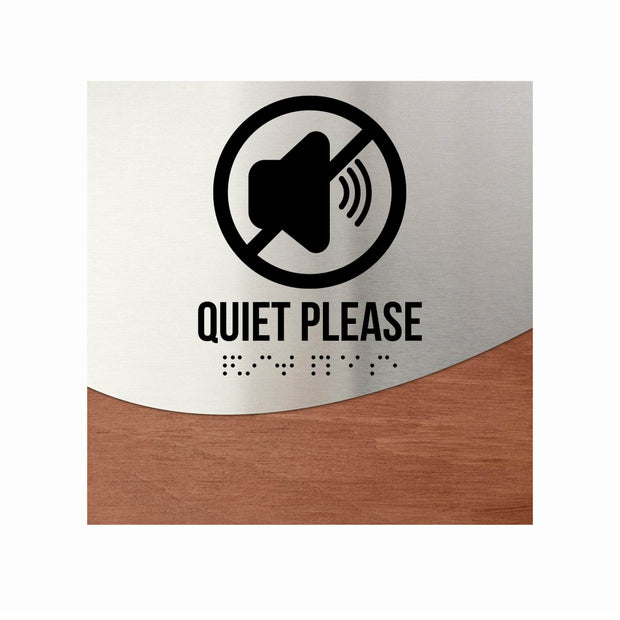 Information signs Steel & Wood Quiet Please Sign - "Jure" Design