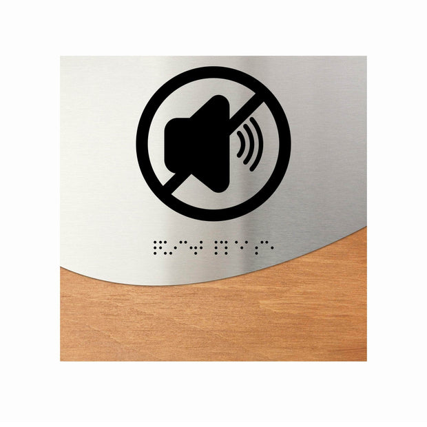 Information signs Wood & Steel Quiet Please Sign with Inscription - "Jure" Design