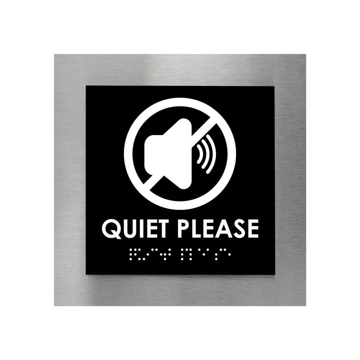 Information signs Quiet Please Sign — Steel Door Plate with Inscription — "Modern" Design