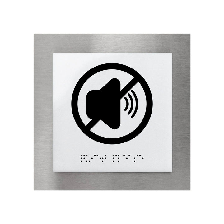 Information signs Quiet Please Sign — Steel Door Plate — "Modern" Design