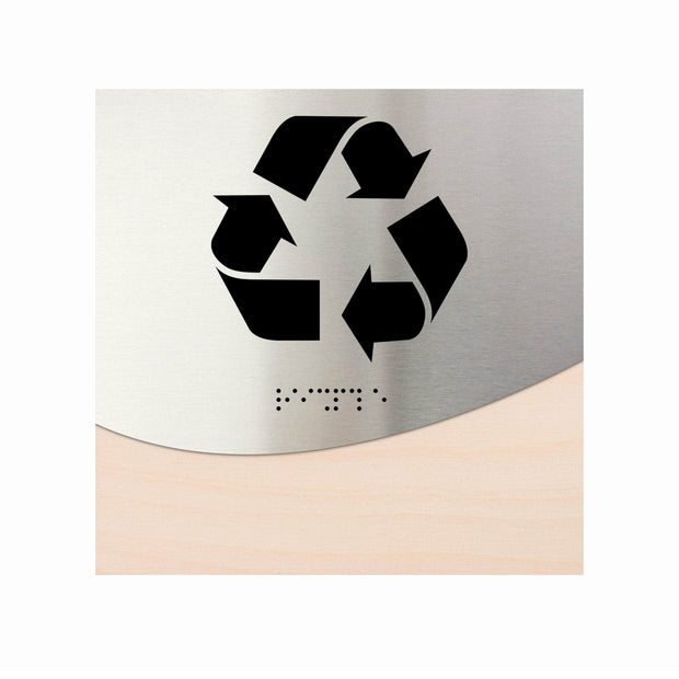 Information signs Recycle Sign: Stainless steel & Wood Door Sign — "Jure" Design