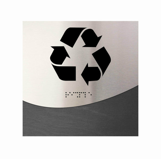 Information signs Recycle Sign: Stainless steel & Wood Door Sign — "Jure" Design