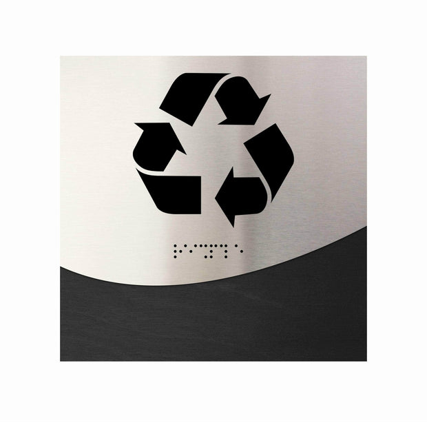 Information signs Recycle Sign: Stainless steel & Wood Door Sign — "Jure" Design