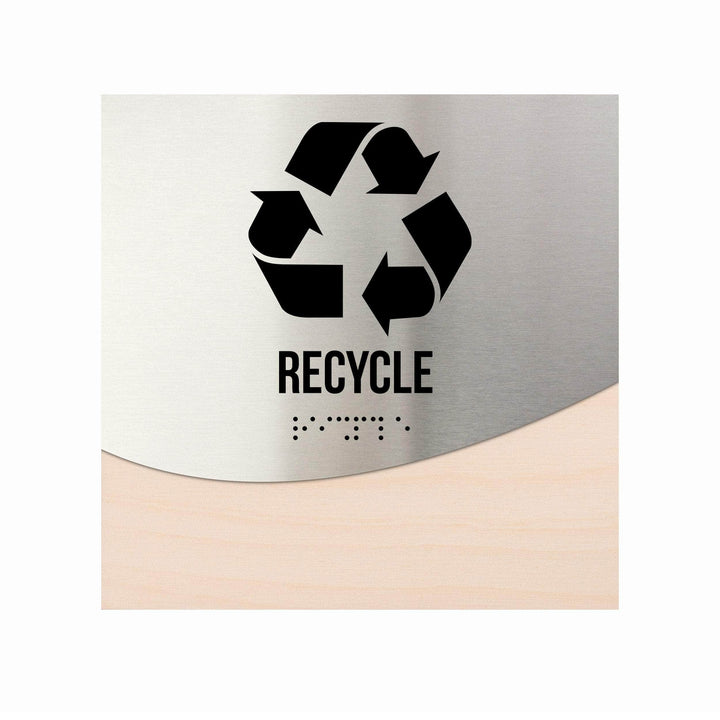 Door Signs Recycle Sign: Wood &amp; Stainless Steel Door Sign with Inscription — "Jure" Design