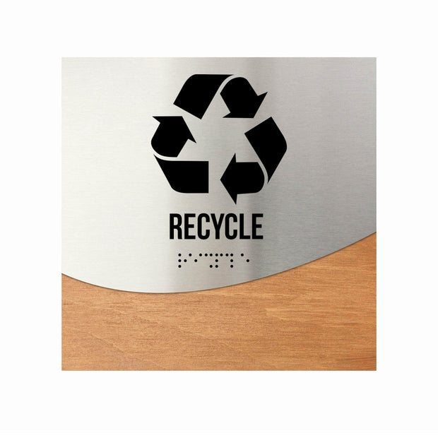 Door Signs Recycle Sign: Wood & Stainless Steel Door Sign with Inscription — "Jure" Design