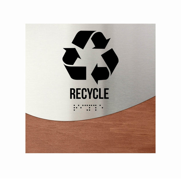 Door Signs Recycle Sign: Wood & Stainless Steel Door Sign with Inscription — "Jure" Design