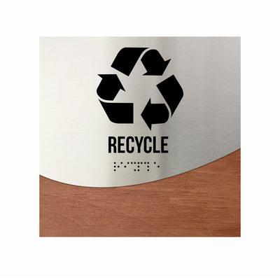 Door Signs - Recycle Sign - Wood & Stainless Steel Door Plate "Jure" Design