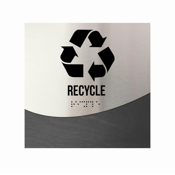 Door Signs Recycle Sign: Wood &amp; Stainless Steel Door Sign with Inscription — "Jure" Design