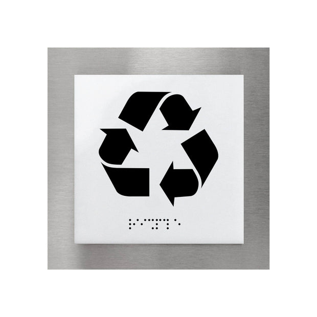 Information signs Recycle Sign: Steel Sign with Braille — "Modern" Design