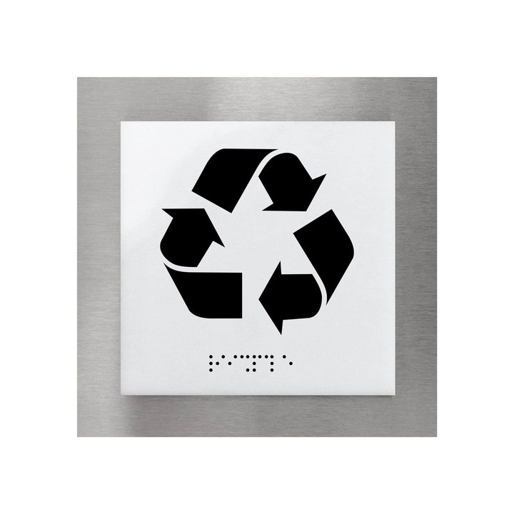 Information signs Recycle Sign: Steel Sign with Braille — "Modern" Design