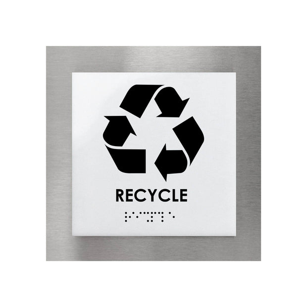 Door Signs Braille Recycle Sign: Steel Sign with Inscription — "Modern" Design