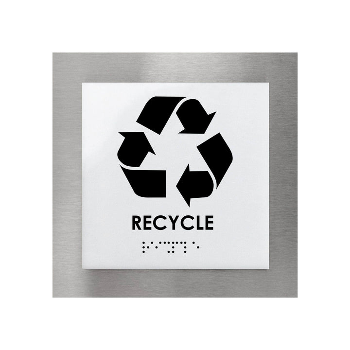 Door Signs Braille Recycle Sign: Steel Sign with Inscription — "Modern" Design