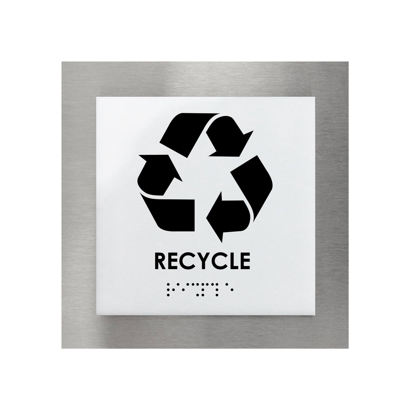 Door Signs - Steel Recycle Sign With Braille "Modern" Design