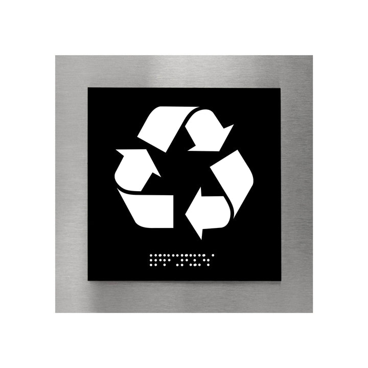 Information signs Recycle Sign: Steel Sign with Braille — "Modern" Design