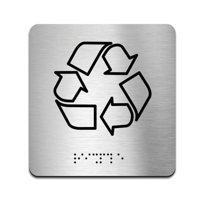 Information signs Recycle Signs - Stainless Steel Sign with Braille