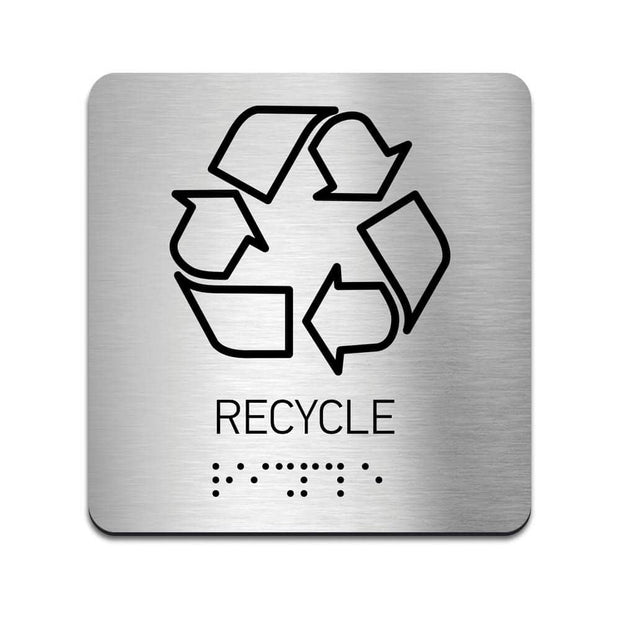 Information signs Braille Recycle Signs - Stainless Steel Sign with Inscription