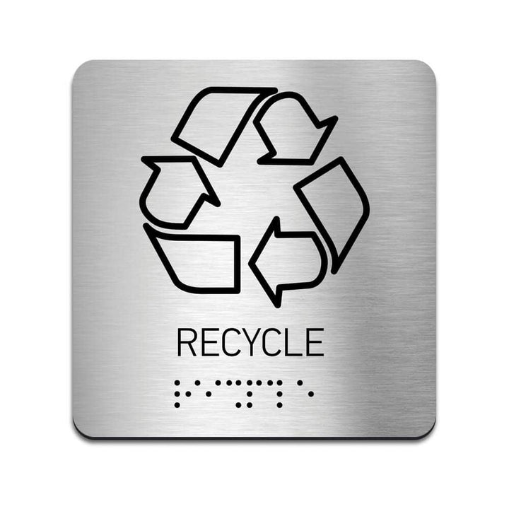 Information signs Braille Recycle Signs - Stainless Steel Sign with Inscription