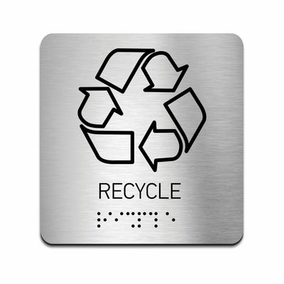 Information Signs - Stainless Steel Recycle Sign With Braille