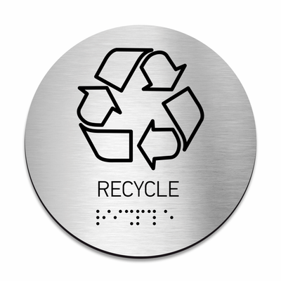 Information Signs - Stainless Steel Recycle Sign With Braille