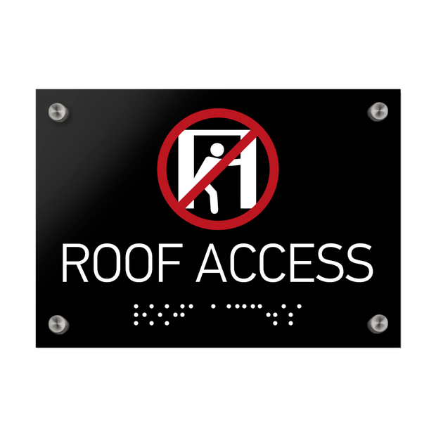 Information signs Roof Access Sign Braille - Black Acrylic